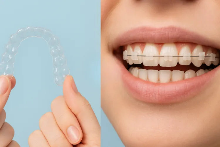 Un confronto tra apparecchi bianchi e allineatori trasparenti.