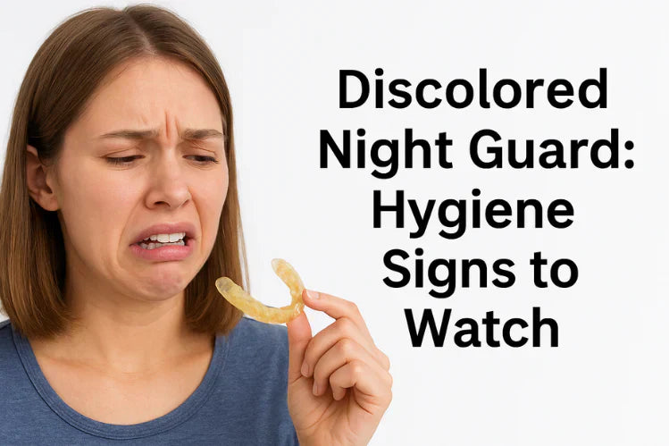 Una donna che tiene in mano una guardia notturna scolorita