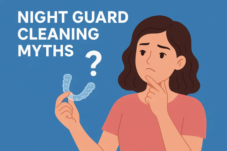 Una ragazza che riflette sui miti sulla pulizia del paradenti notturno